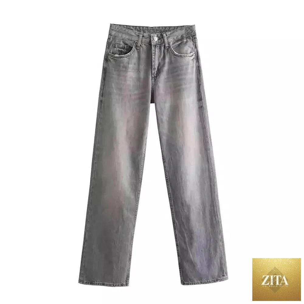 Women's Y2K high waist straight leg jeans by SHOMICOBOUTIQUE, showing classic denim fit with high waist and straight leg design.