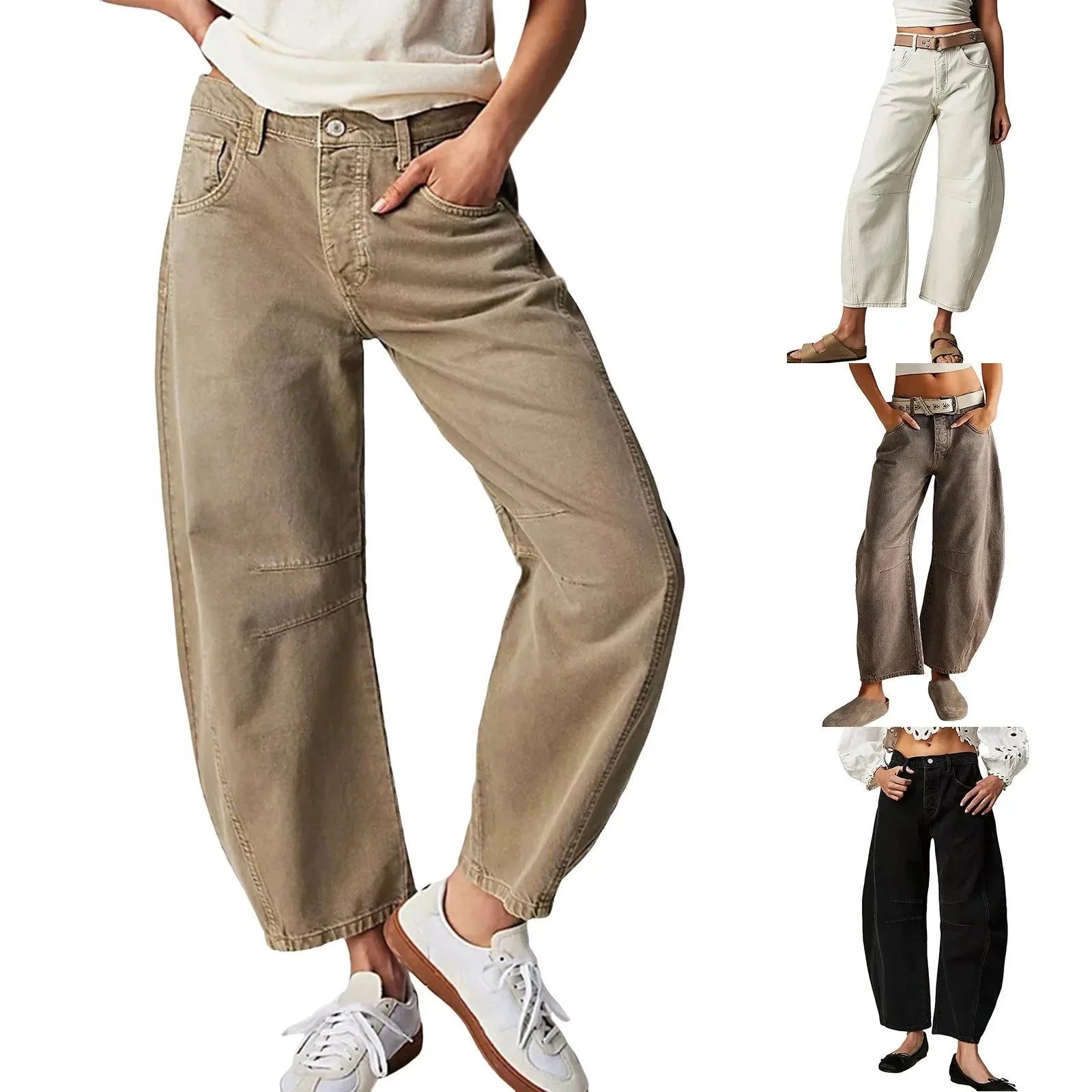 Women's Y2K Baggy Mid-Waist Wide-Leg Jeans – 90s Streetwear Vibe