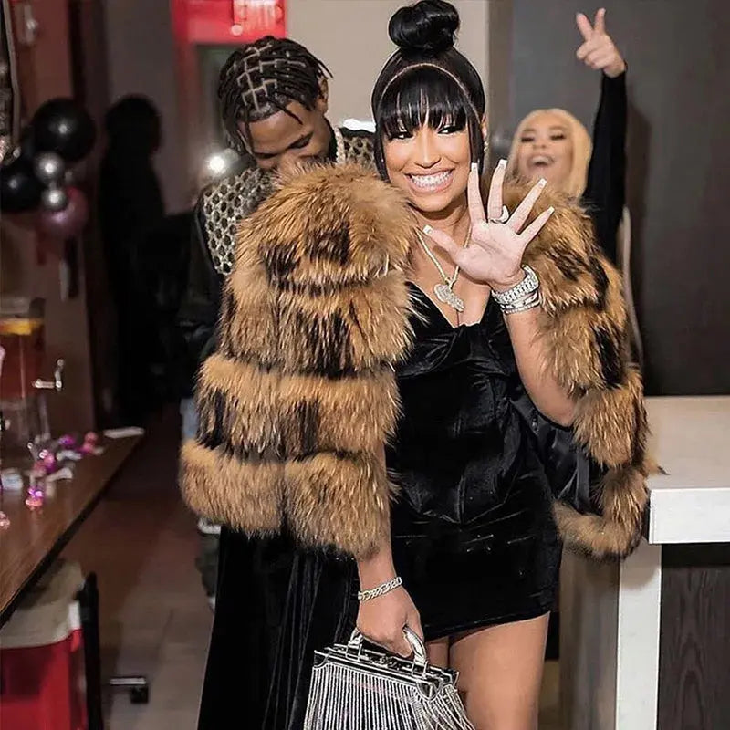 MAOMAOKONG Super Hot Winter Women Luxury Thick Real Raccoon Fur Coat Natural Fox Fur Jacket Plus Size Furry Jackets Female Vest ZITA LA BELLE ÉLITE