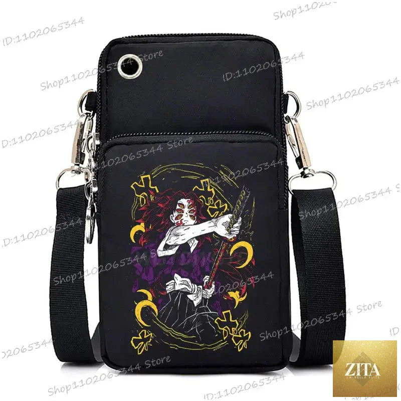 Demon Slayer Nezuko and Mitsuri themed backpack with crossbody strap featuring vibrant anime character designs by Zita La Belle Elite