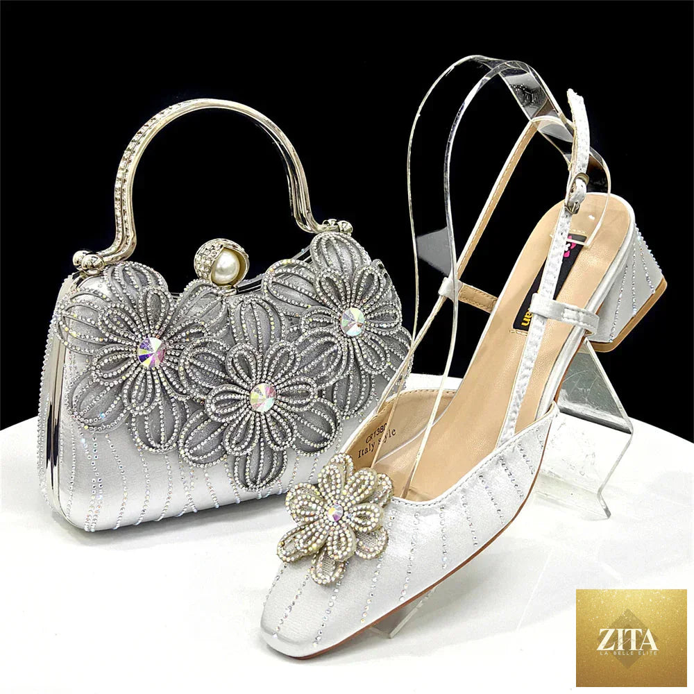 Elegant Italian fashion women's heels and clutch bag set by EdleessFashion, featuring luxurious shoes and stylish clutch for sophisticated look.