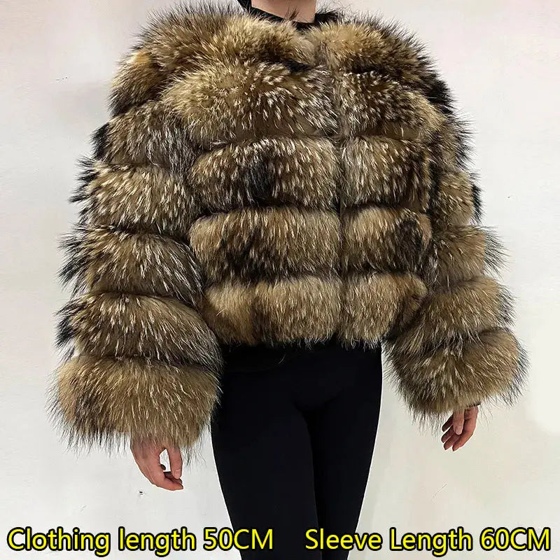 MAOMAOKONG Super Hot Winter Women Luxury Thick Real Raccoon Fur Coat Natural Fox Fur Jacket Plus Size Furry Jackets Female Vest ZITA LA BELLE ÉLITE