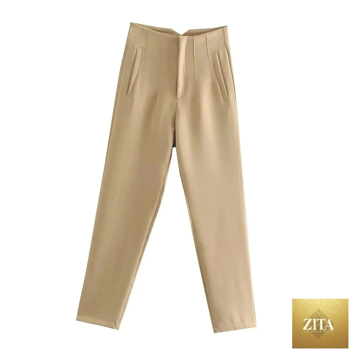 Women’s high waist slim casual trousers by Zita La Belle Elite, showcasing a fitted silhouette and stylish design.