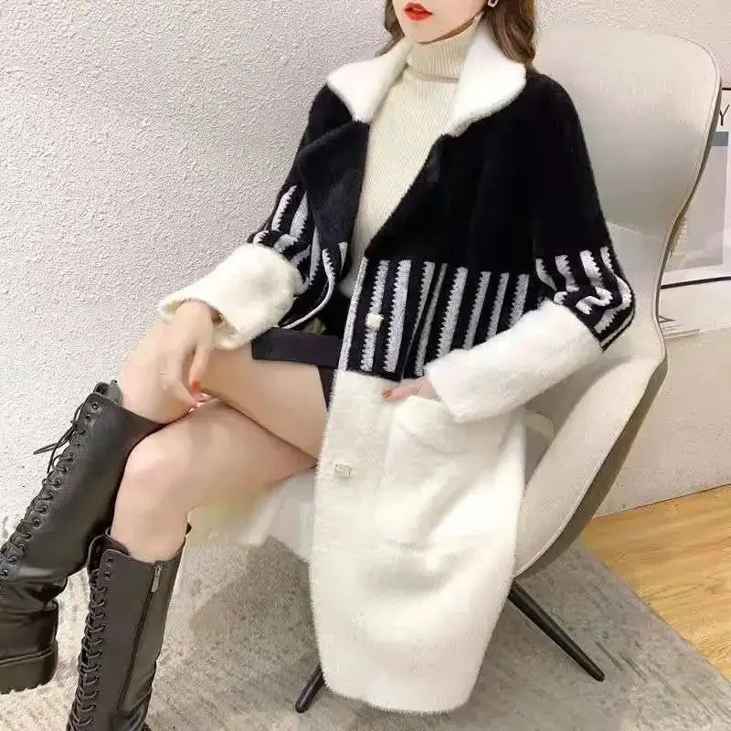 Women Imitation Mink Velvet Overcoat NEW Autumn Winter Female Coat Jacket Women's Korean Simple Long Mink Windbreaker ZITA LA BELLE ÉLITE
