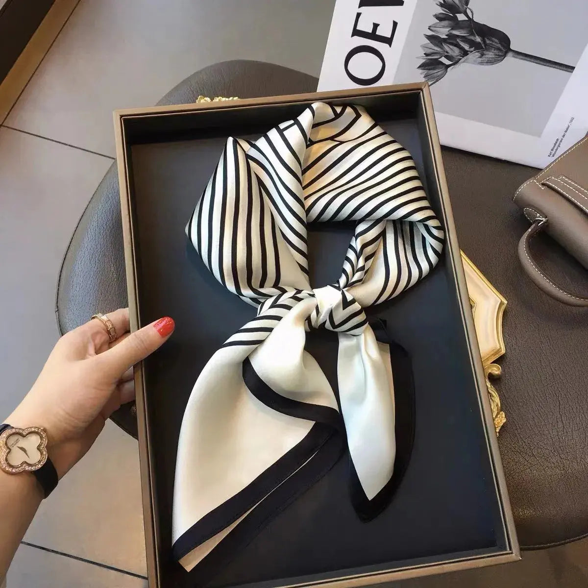 Fashion Luxury Brand 70cm Silk Square Scarf Women Satin Neck Tie Female Hair Bandana Headkerchief Shawl Wrap Hijab Echarpe ZITA LA BELLE ÉLITE