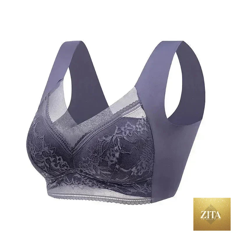 Femstylo L-6L women’s wireless summer bra with lace, push-up ice silk fabric, seamless design, plus size bralette lingerie.