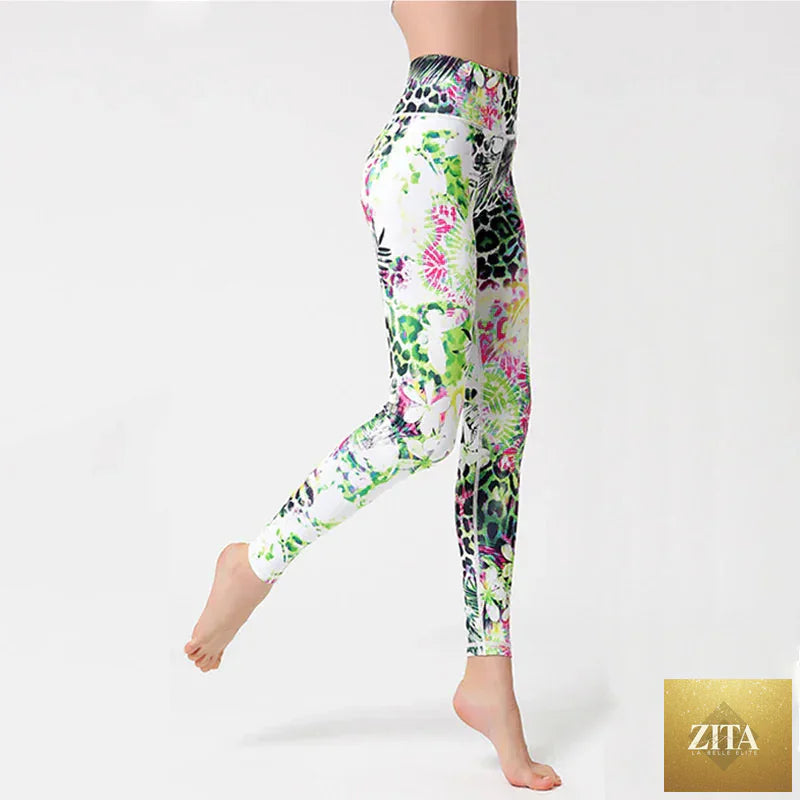 High waisted women's yoga leggings by THRIXINE, featuring a snug fit and stretchy fabric for comfortable movement.