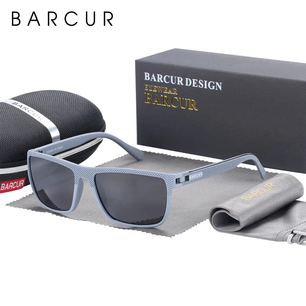Stevvex BARCUR polarized sports sunglasses for men with lightweight TR90 square frame, UV400 protection, ideal for fishing and travel