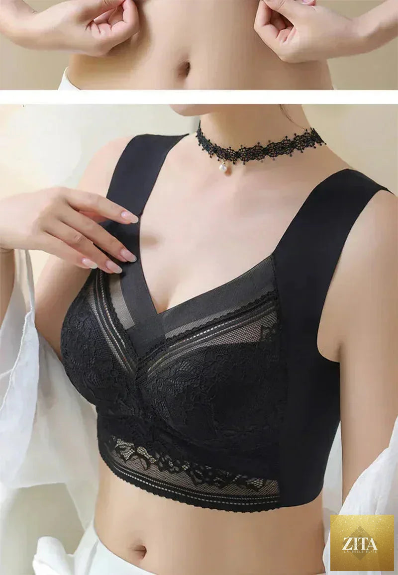 Femstylo women’s large wireless summer bra with lace, push-up ice silk fabric, seamless design, plus size bralette, top lingerie
