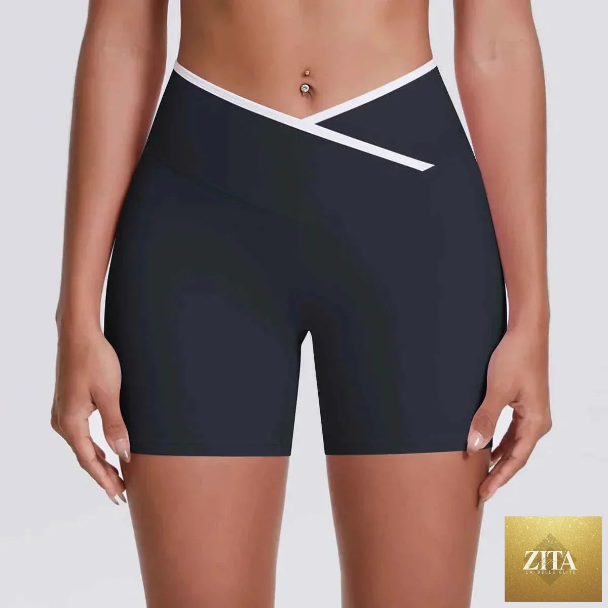 V-shaped waist women's yoga fitness shorts by THRIXINE, featuring a sleek design and comfortable fit for active wear.