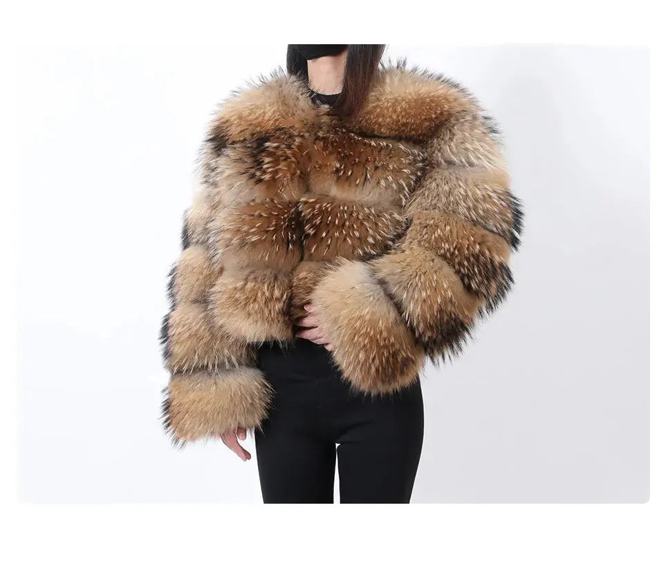 MAOMAOKONG Super Hot Winter Women Luxury Thick Real Raccoon Fur Coat Natural Fox Fur Jacket Plus Size Furry Jackets Female Vest ZITA LA BELLE ÉLITE
