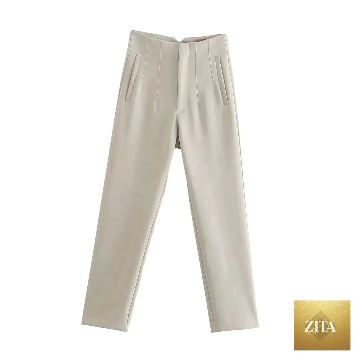 Women’s high waist slim casual trousers by Zita La Belle Elite, showcasing fit and stylish design in a clean, natural pose.
