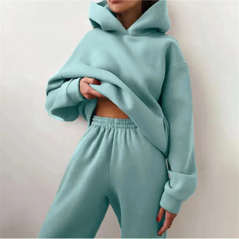 Women's Tracksuit Suit Autumn Fashion Warm Hoodie Sweatshirts Two Pieces Oversized Solid Casual Hoody Pullovers Long Pant Sets ZITA LA BELLE ÉLITE