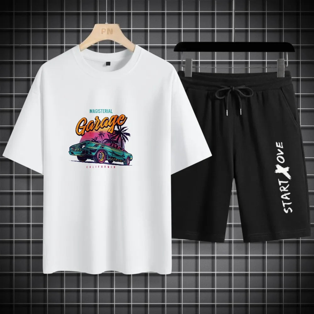 Men's Waffle Summer Casual Tracksuit Set by THRIXINE, featuring breathable fabric and comfortable fit for activewear and casual wear.