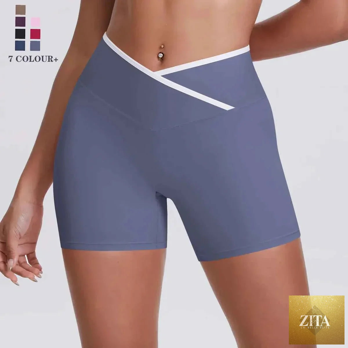 V-shaped waist women's yoga fitness shorts by THRIXINE, active shorts with a sleek V-shaped waistband for comfortable workout wear.