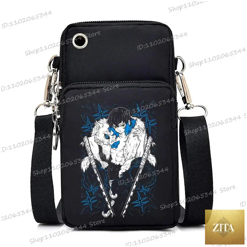 Demon Slayer Nezuko and Mitsuri themed crossbody backpack by Zita La Belle Elite, featuring colorful character artwork.