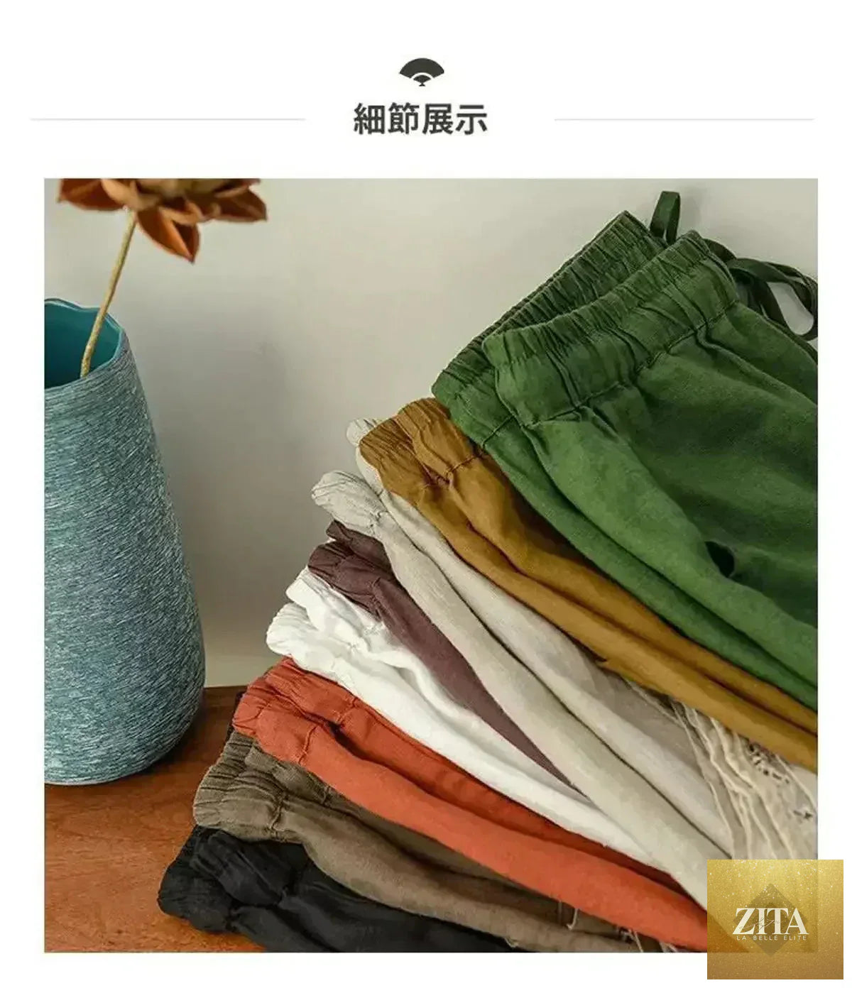 Femstylo cotton linen vintage high-waist shorts with tie-belt, embroidery, and casual straight fit, perfect for relaxed summer wear.