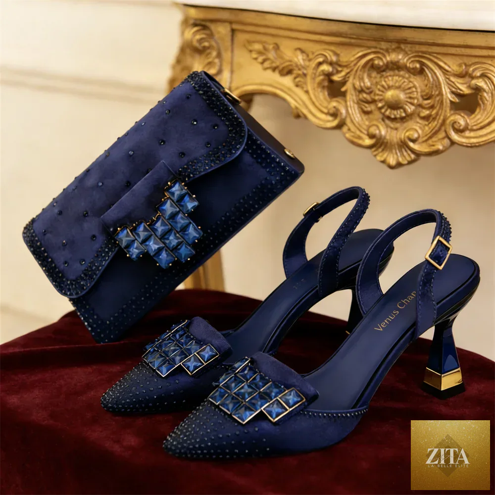 Elegant Italian design women's high heels and matching bag set by EdleessFashion, featuring luxurious details and stylish craftsmanship.