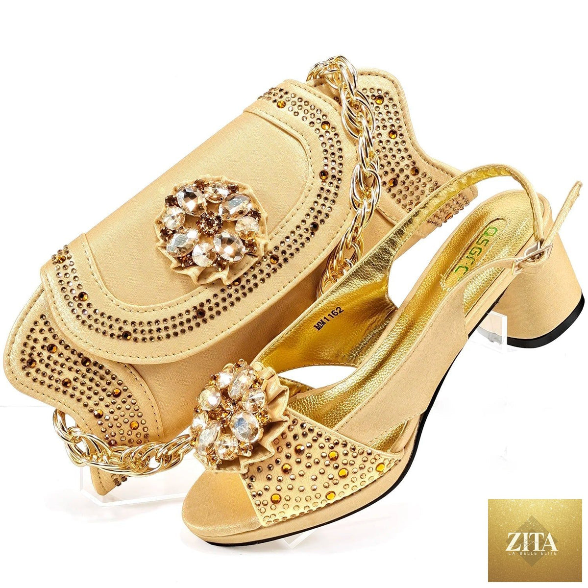 Elegant wedding shoes and matching bag set by EdleessFashion, featuring luxurious design and intricate detailing, perfect for special occasions.