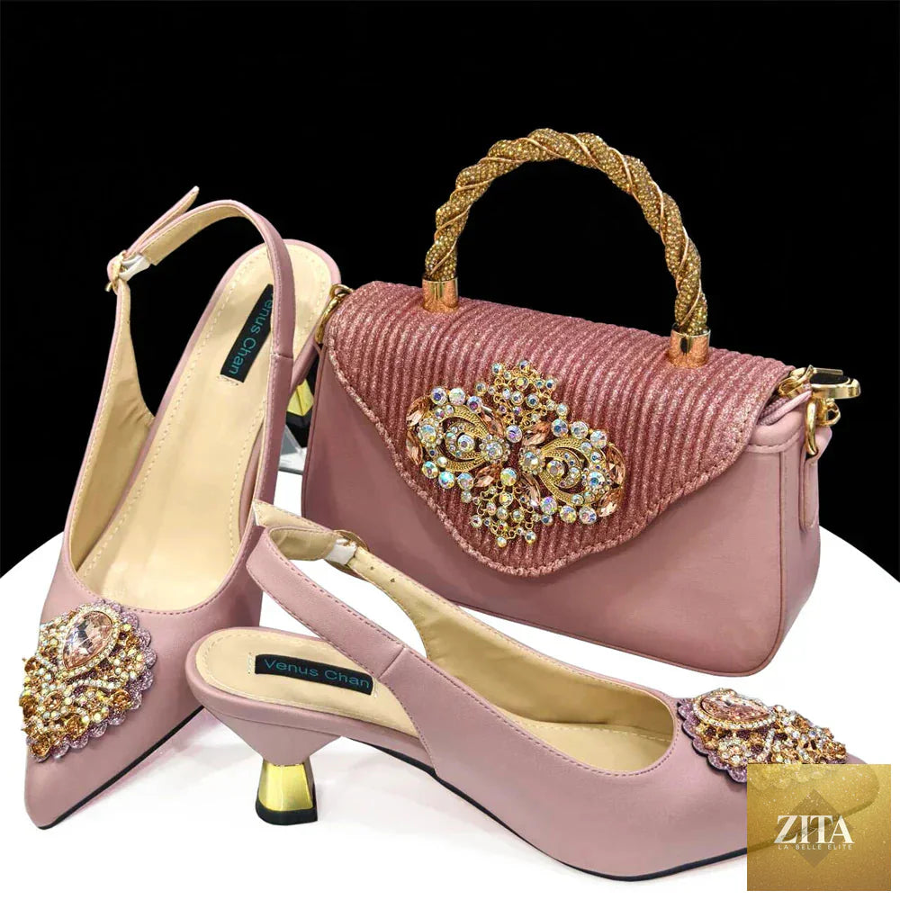 Elegant ladies shoes and bags set by EdleessFashion featuring luxurious footwear and stylish handbags in a coordinated design.