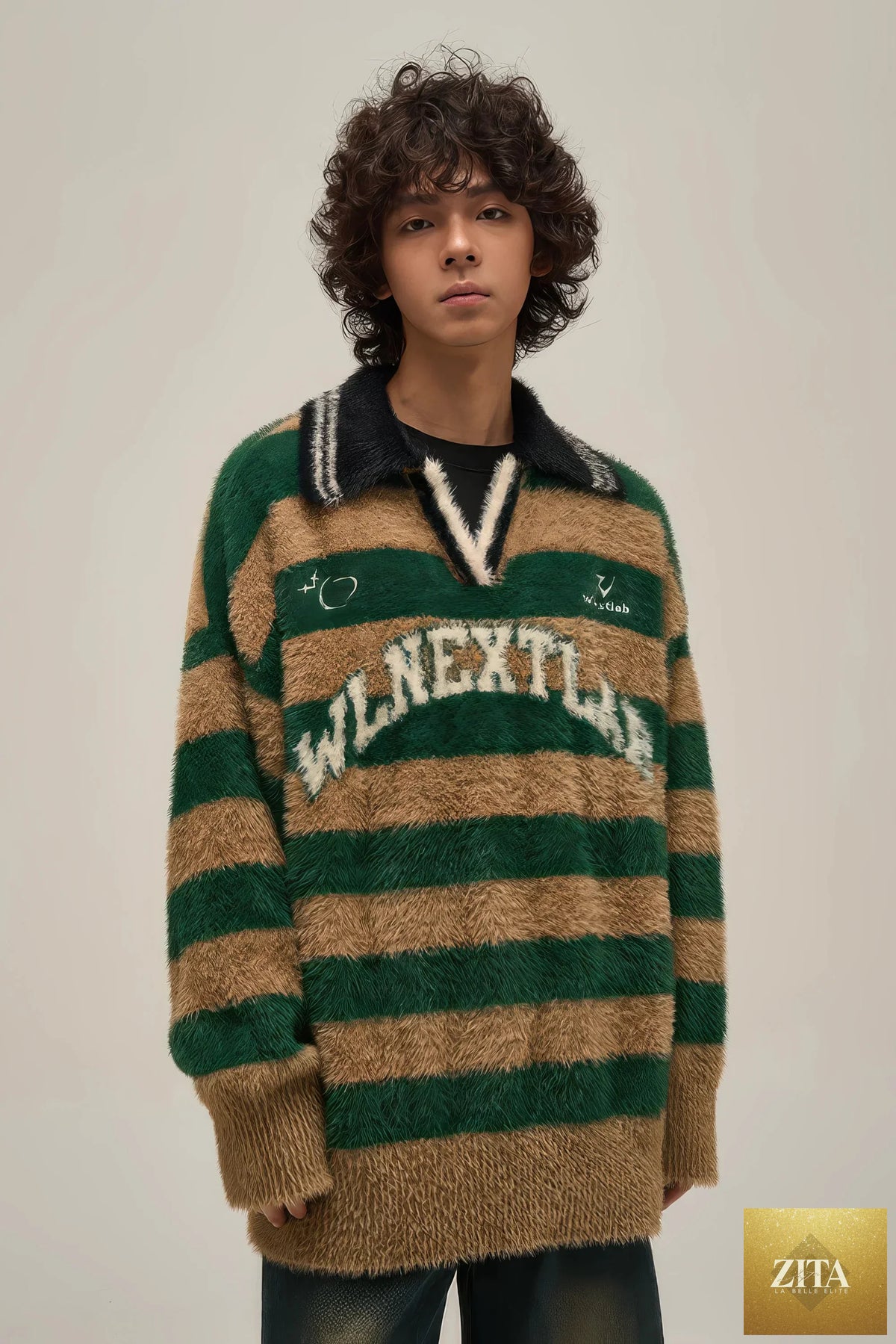 American style oversized knit sweater by 4inme featuring chunky knit fabric and relaxed fit, ideal for cozy casual wear.