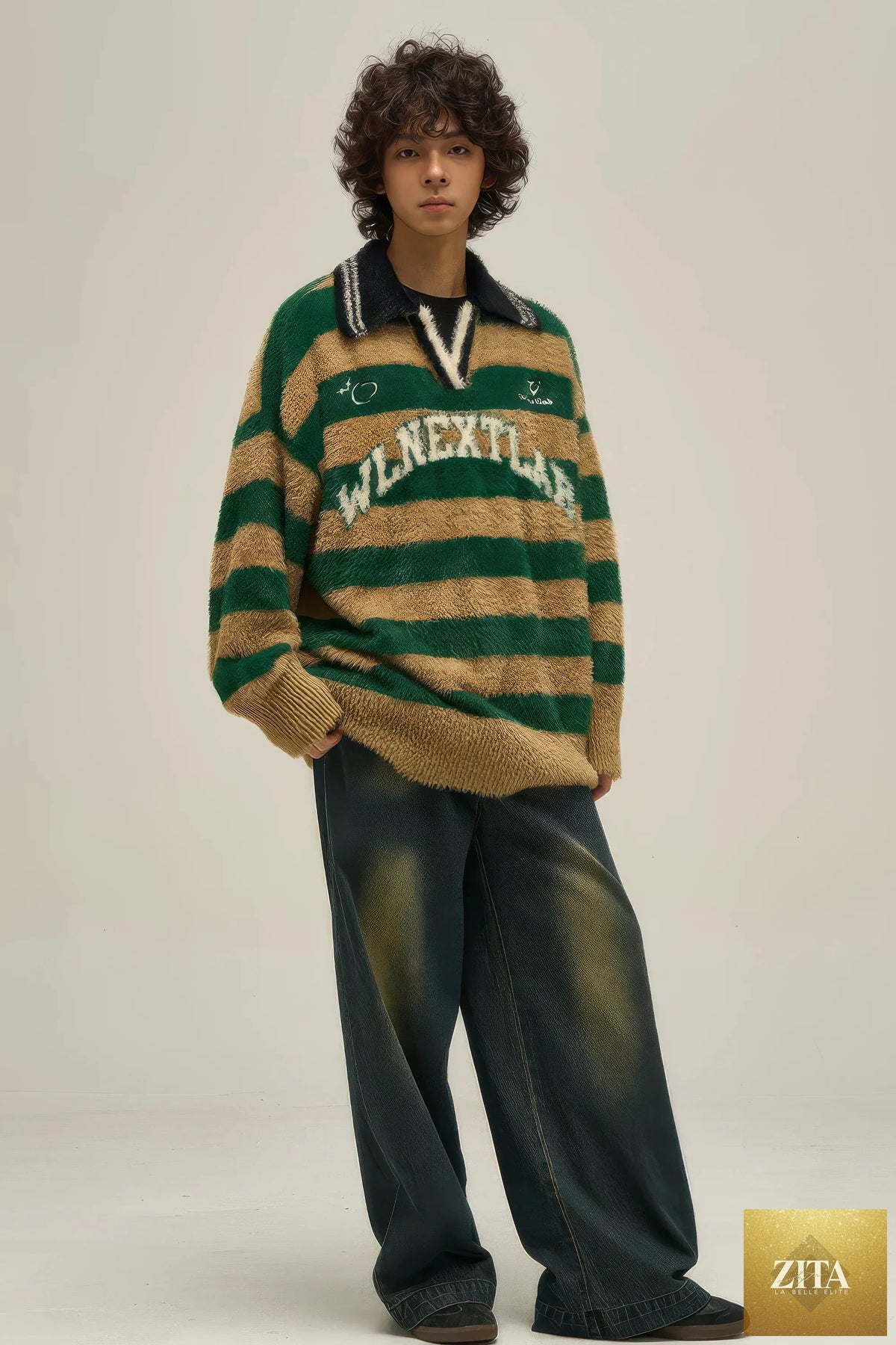 American Style Oversized Knit Sweater by 4inme, cozy and chunky with a relaxed fit, shown in a soft neutral color.