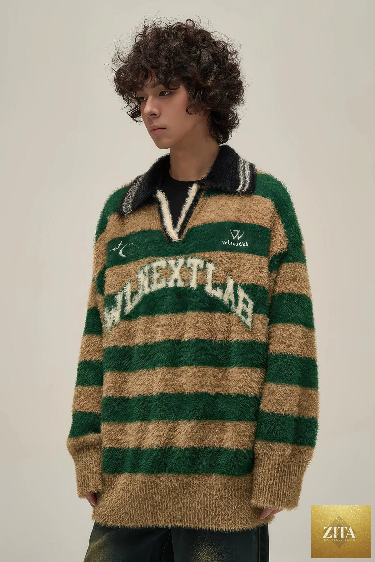 American style oversized knit sweater by 4inme, soft and chunky with a relaxed fit, shown in a cozy, neutral-toned fabric.
