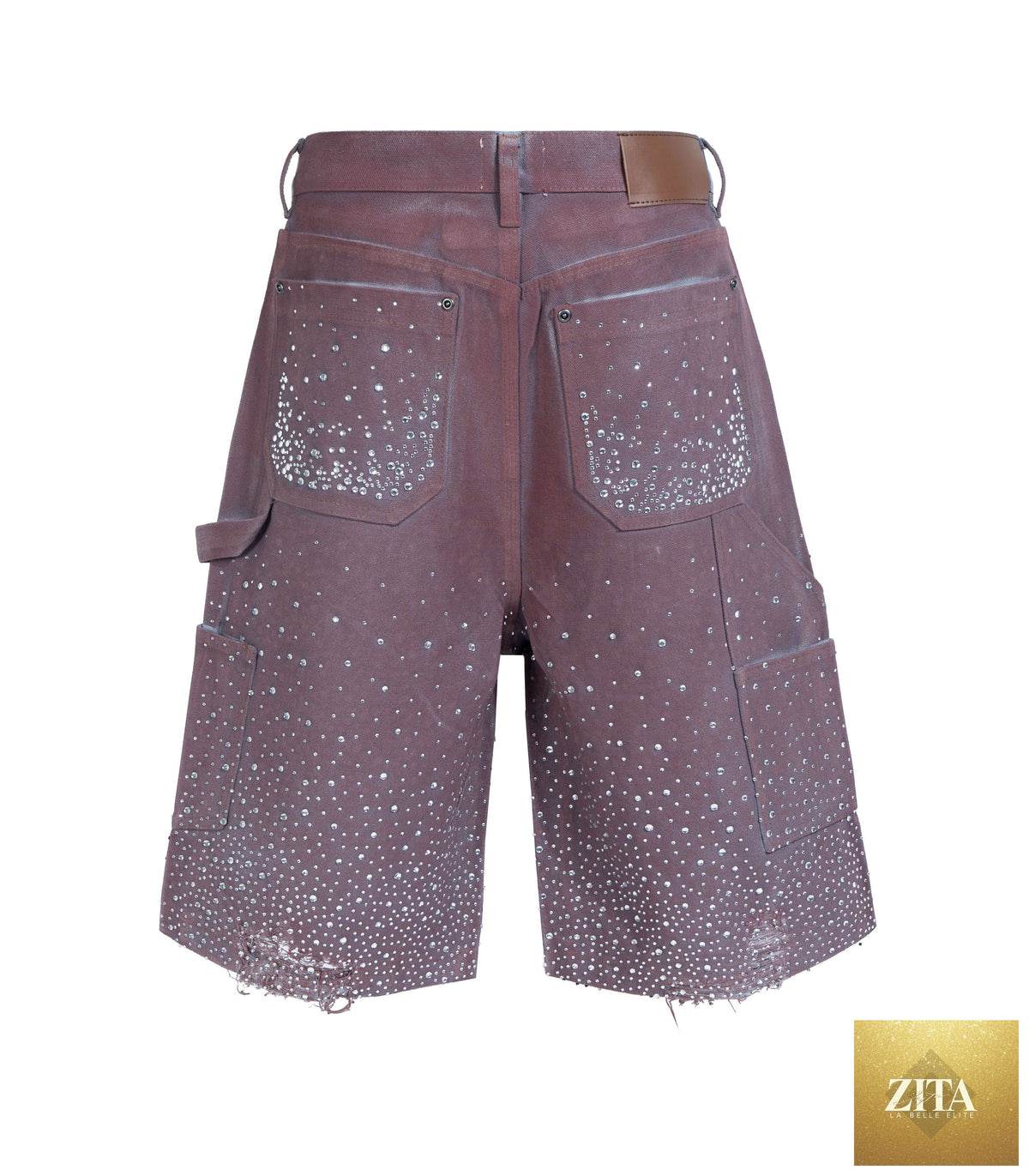 Undeveloped Plum Rhinestone Shorts featuring a stylish design with sparkling rhinestones and a comfortable fit.