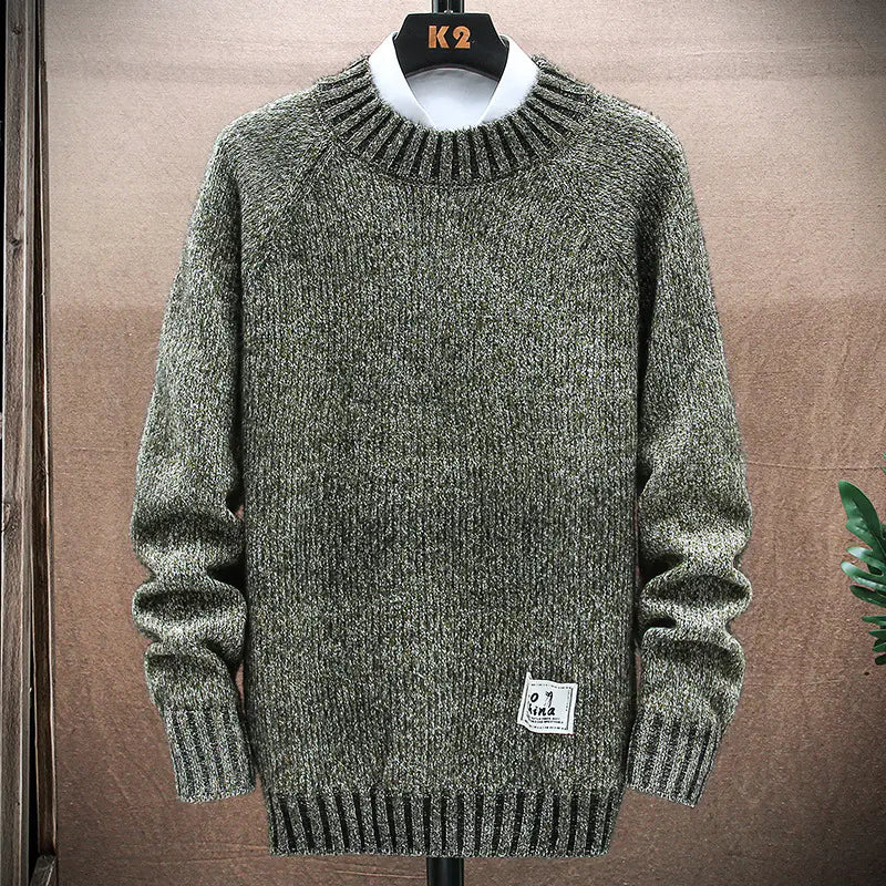 Men's knitted sweater top and bottoming shirt from Trendy Attic Store01, featuring a cozy, textured knit design.
