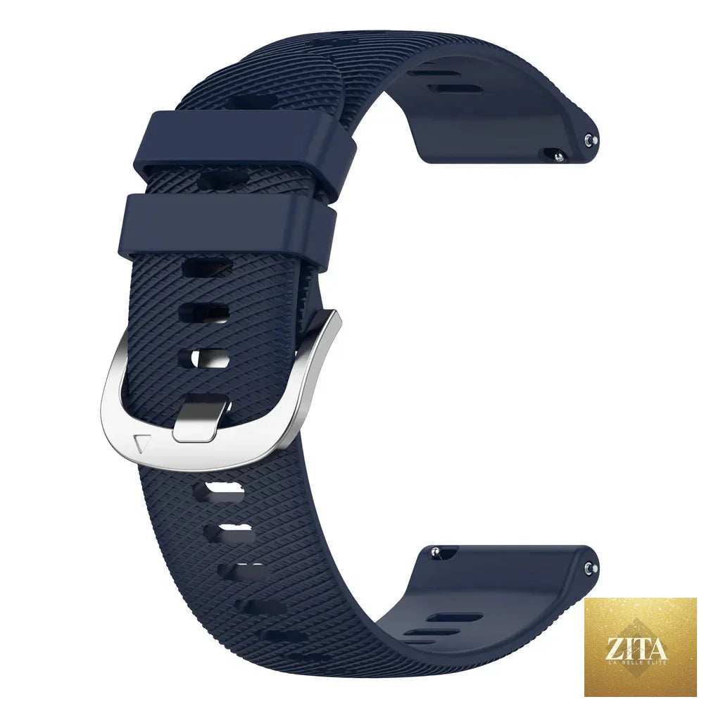 Coros silicone sport watch strap by BandsCo Straps fitted on Pace Series or APEX Sport Watch, showing smooth black band with textured surface.