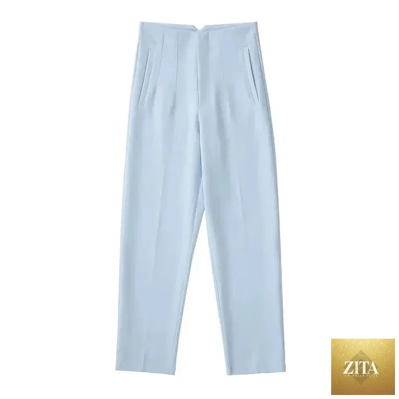 Women’s high waist slim casual trousers by Zita La Belle Elite, shown in a stylish fit on a model.