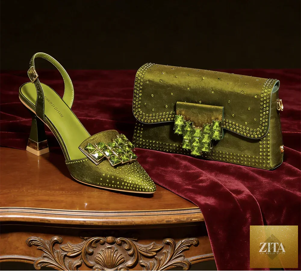 Elegant Italian design women's high heels and matching bag set by EdleessFashion, featuring luxurious style and sophisticated details.