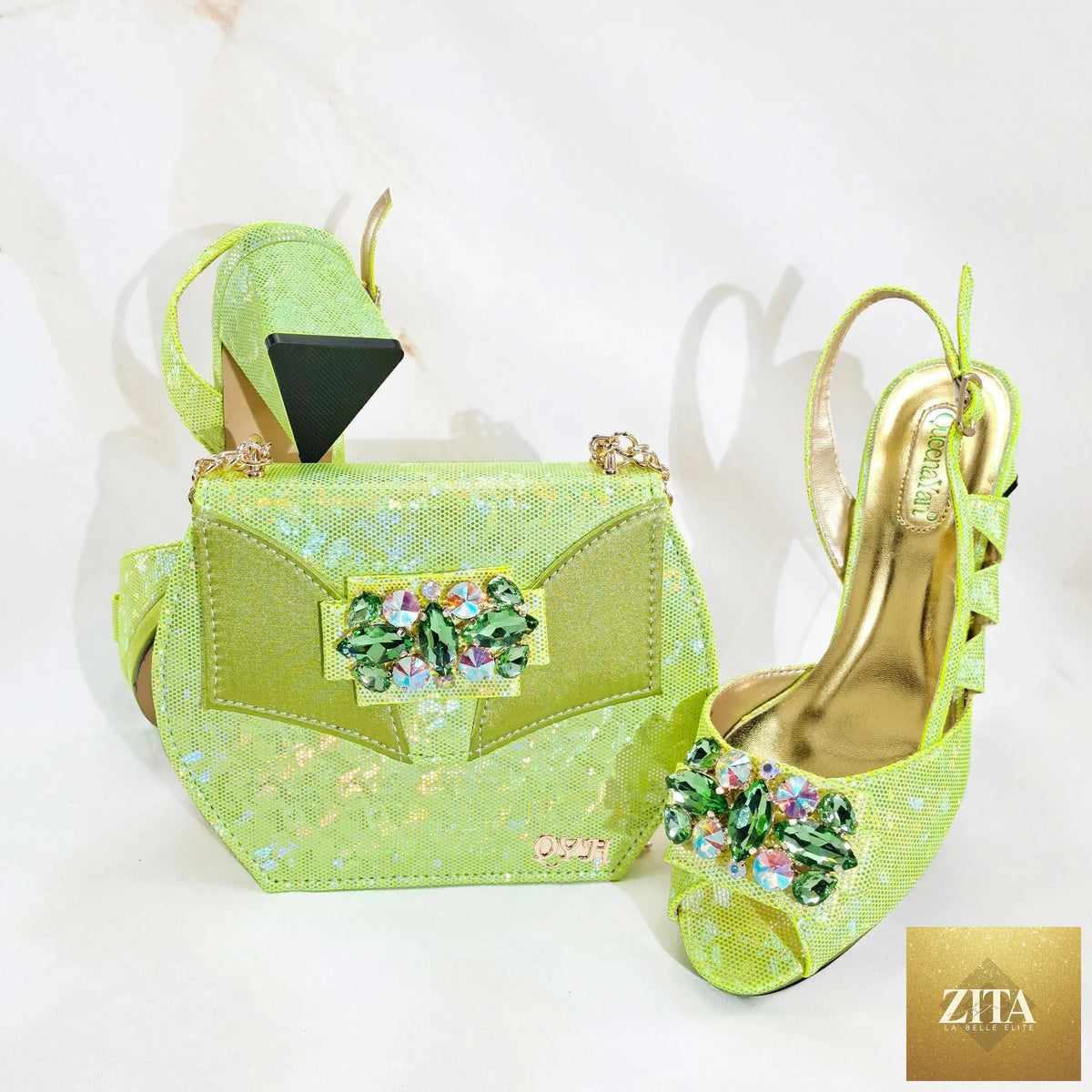 Elegant Italian shoes and matching bags from EdleessFashion, showcasing luxurious design and craftsmanship in a stylish set.