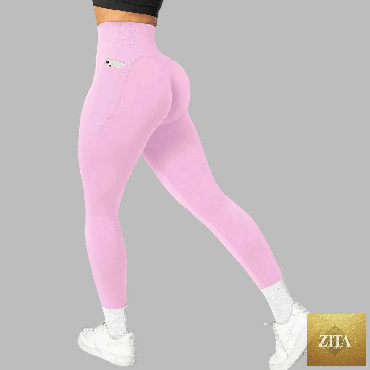Women's seamless pocket yoga leggings by THRIXINE featuring a snug fit, flexible fabric, and side pockets for convenience.