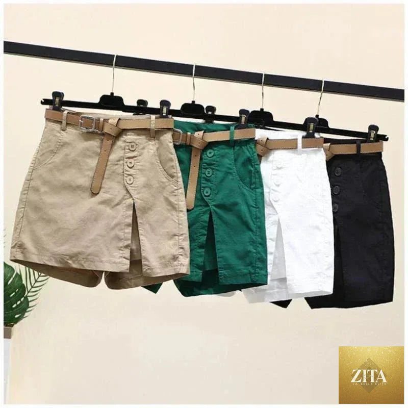 Women's casual cotton shorts by Femstylo featuring elastic waist, versatile summer style, thin fabric, and a relaxed fit.