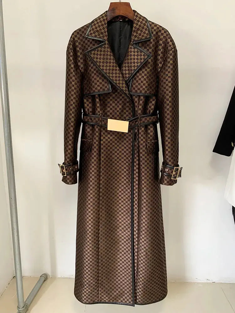 HIGH STREET Newest 2024 Fall Winter Designer Coat Women's Belted Monogram Jacquard Trench Overcoat ZITA LA BELLE ÉLITE