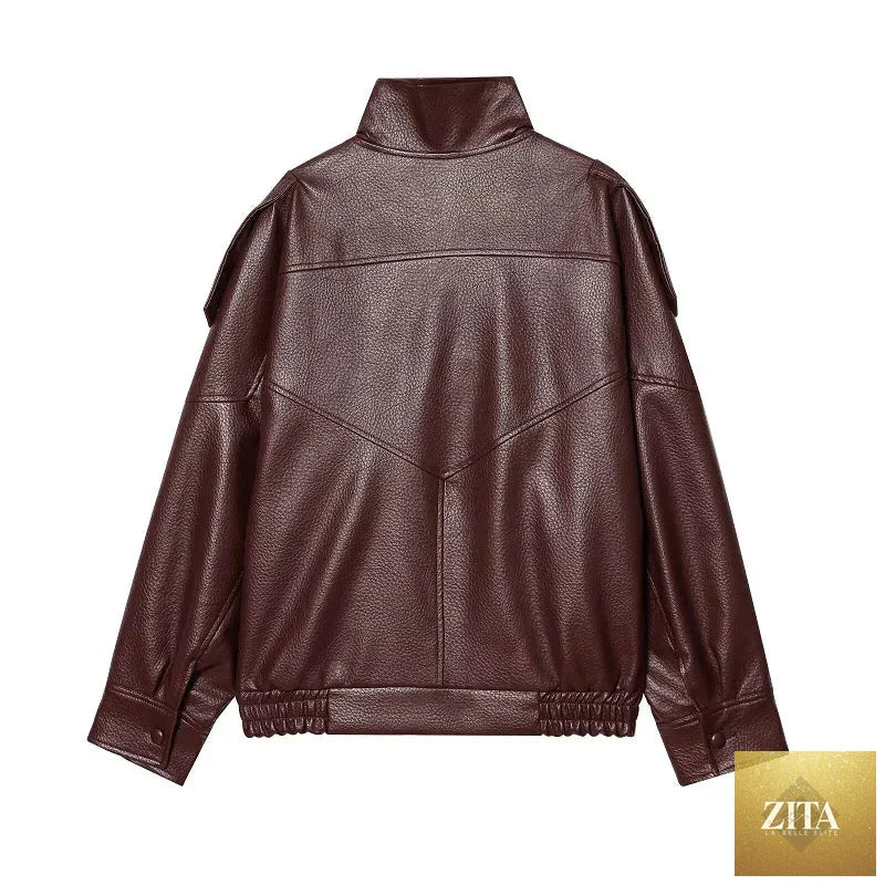 MUJER Faux Leather Jackets for Women Oversize Women's Bomber Jacket Fashion Winter Womens Coats Outerwears Demi-season Jackets