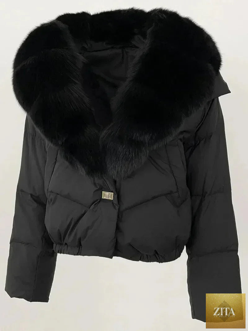 Down Jacket Women Short Puffer Jacket Thick New Big Natural Real Fox Fur Coat Autumn Winter Female White Duck Down Coat Feather