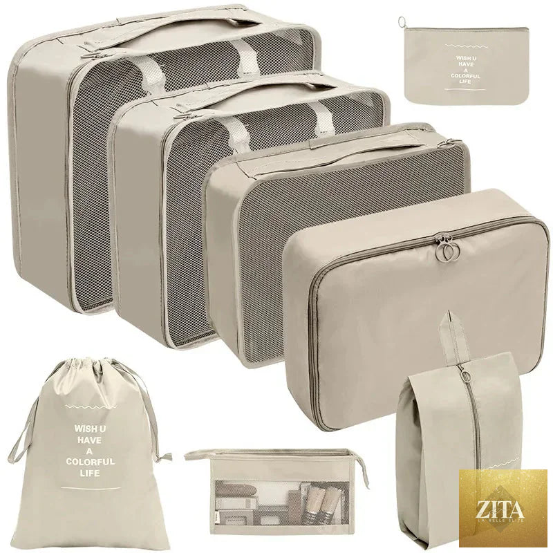 7/8/9/10-Pcs Travel Organizer Packing Cubes Set – Portable Luggage Storage Bags for Clothes, Shoes & Accessories