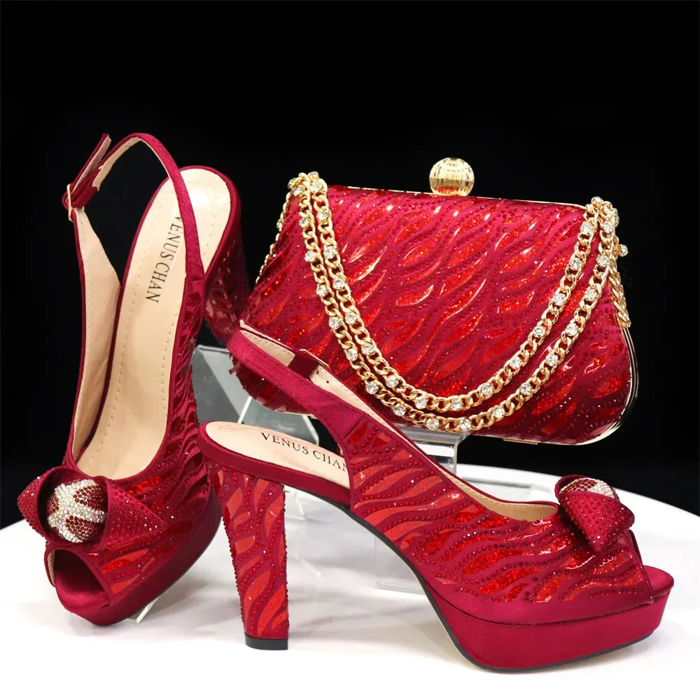 Women's Shoes with Matching Bag Set EDN103