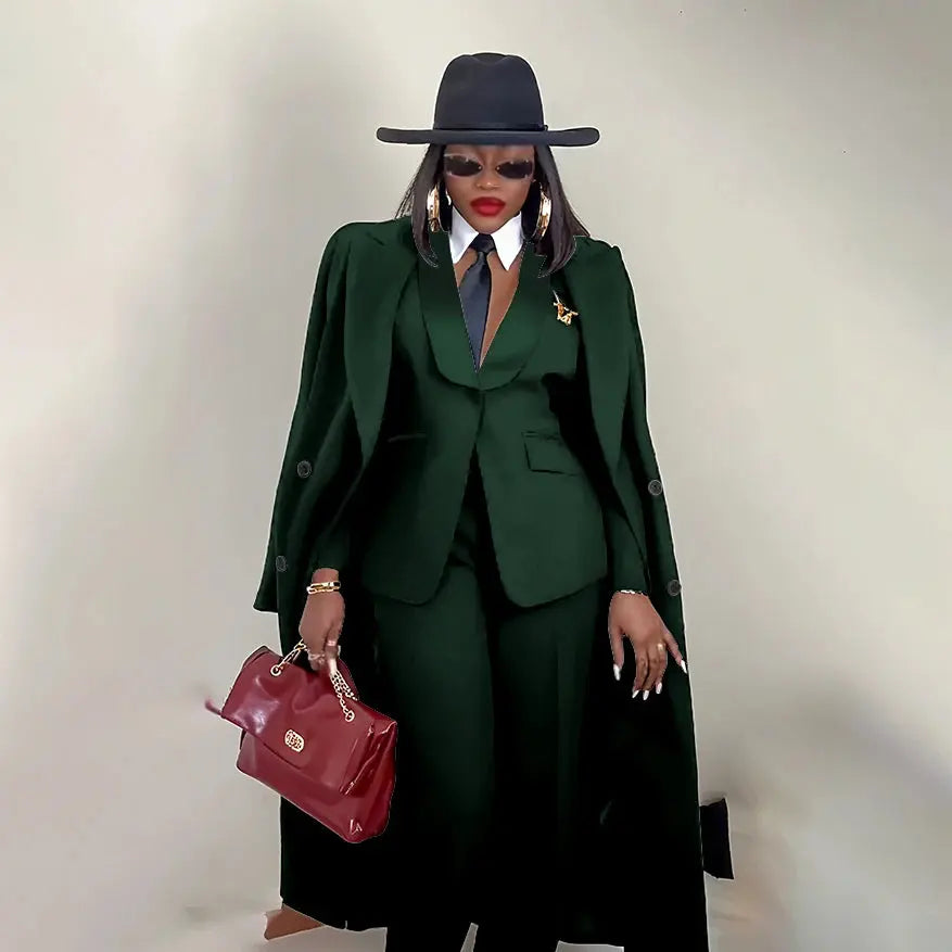 Modern Women's Suit New 3 Piece Pants Sets Blazer+Trousers+Overcoat Office Commute Elegant Style Banquet Dinner Formal Wear ZITA LA BELLE ÉLITE