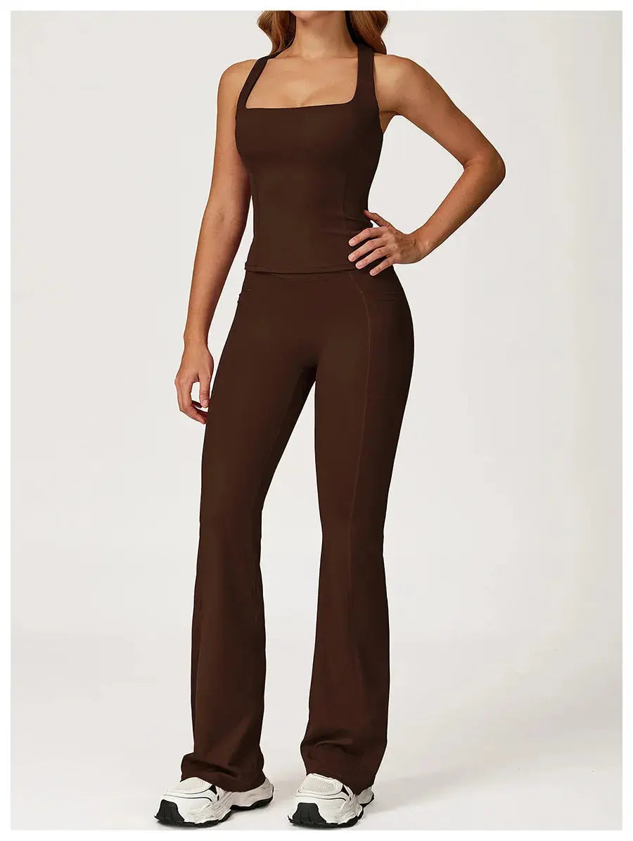 Yoga Set 2 Pieces Workout Outfits Fitness Sportswear Gym Tracksuit High Waist Leggings Sports Vest Athletic Wear Women Clothes ZITA LA BELLE ÉLITE