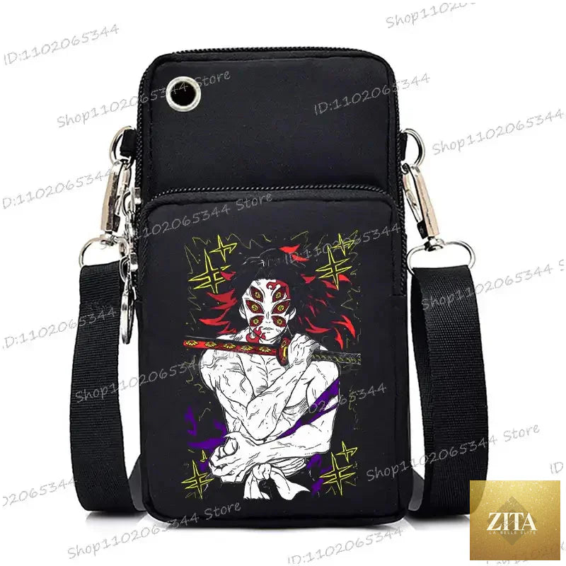 Demon Slayer Nezuko and Mitsuri crossbody purse backpack by Zita La Belle Elite, featuring colorful anime character designs.