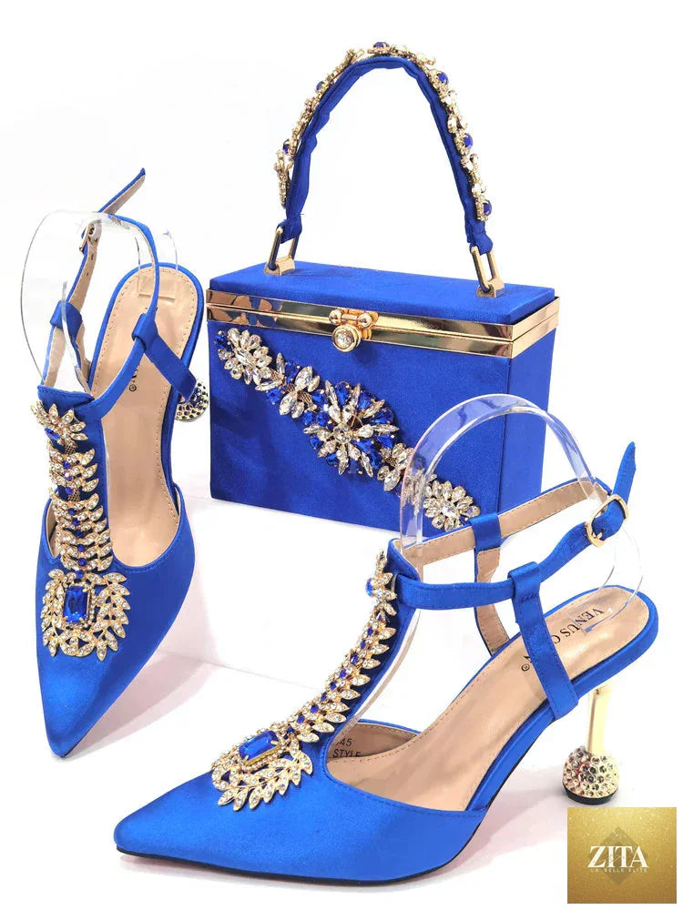 Elegant ladies shoes and bags set by EdleessFashion, featuring luxurious footwear and matching handbag in stylish design.