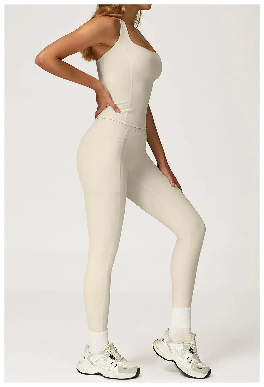 Yoga Set 2 Pieces Workout Outfits Fitness Sportswear Gym Tracksuit High Waist Leggings Sports Vest Athletic Wear Women Clothes ZITA LA BELLE ÉLITE