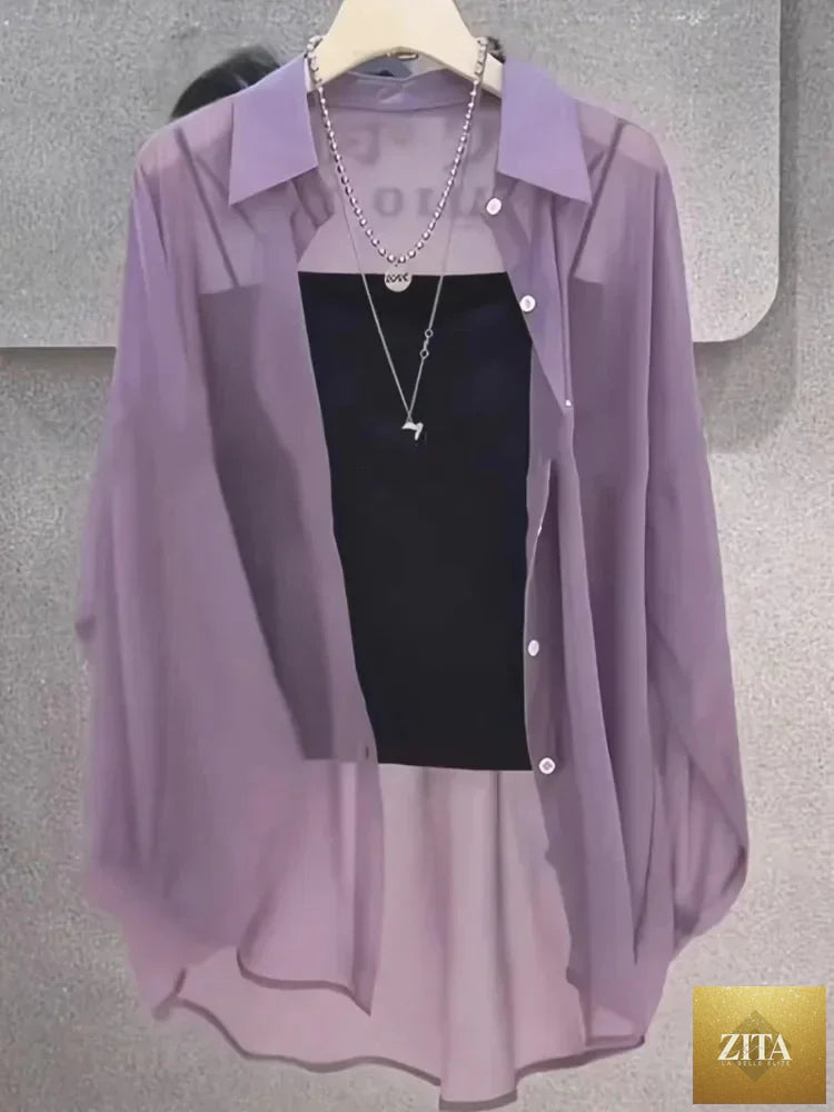 Plus size summer ice silk breathable sunproof shirt by Trendy Attic Store01, lightweight and comfortable for hot weather.