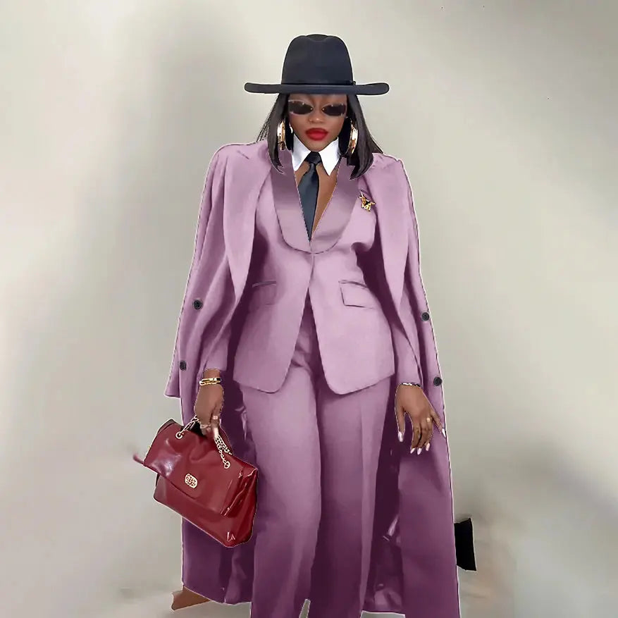 Modern Women's Suit New 3 Piece Pants Sets Blazer+Trousers+Overcoat Office Commute Elegant Style Banquet Dinner Formal Wear ZITA LA BELLE ÉLITE