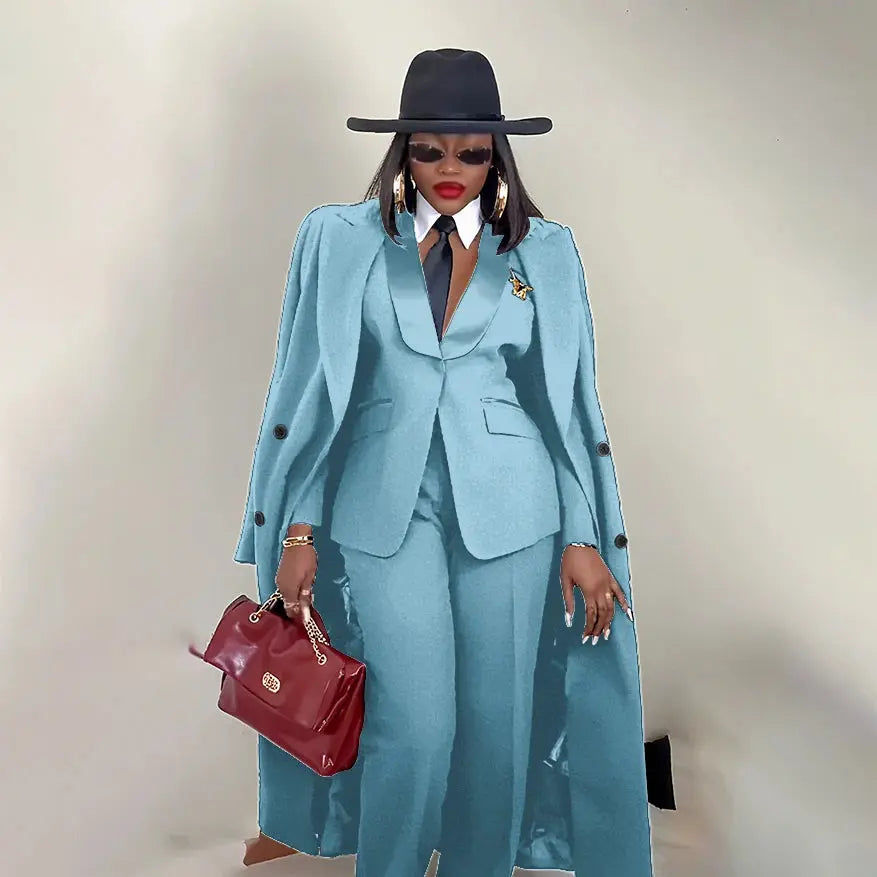 Modern Women's Suit New 3 Piece Pants Sets Blazer+Trousers+Overcoat Office Commute Elegant Style Banquet Dinner Formal Wear ZITA LA BELLE ÉLITE