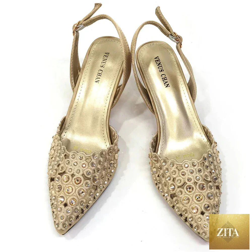 Elegant luxury ladies shoes and matching bag set by EdleessFashion featuring stylish patterns and sophisticated design.