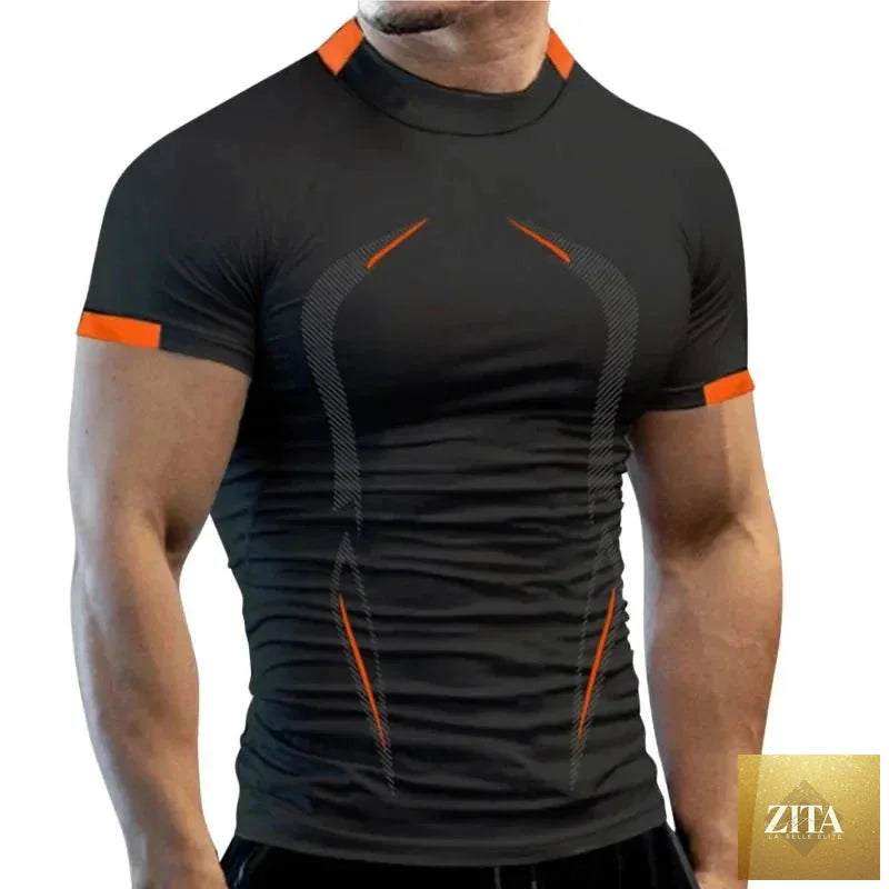Mandotos men's summer breathable gym T-shirt, quick-drying jogging and running fitness top, lightweight training tee for men